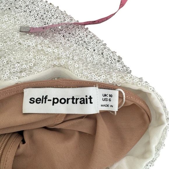 Self-Portait - Elegant Off-Shoulder Beaded White Evening Gown Sz 6 - Picture 10 of 10